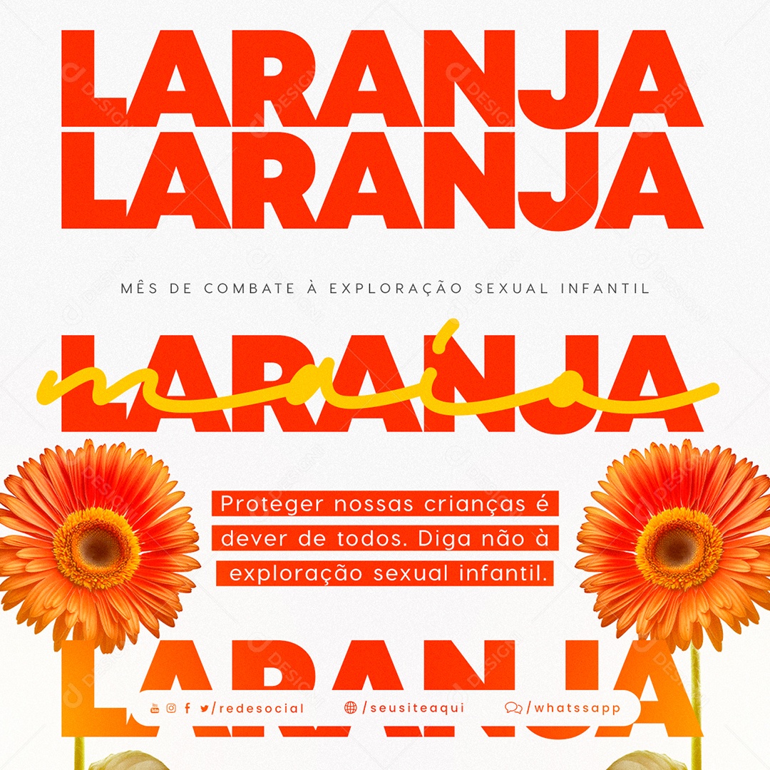 Preteger Nossas Crianças é Dever De Todos Maio Laranja Social Media PSD Editável