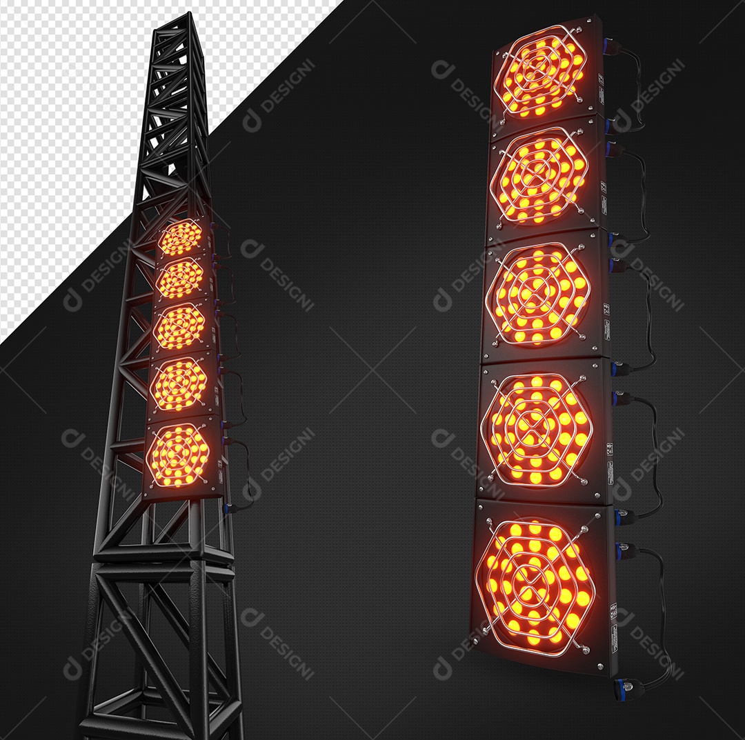 Refletores De Luz Com Elemento 3D Para Composição PSD