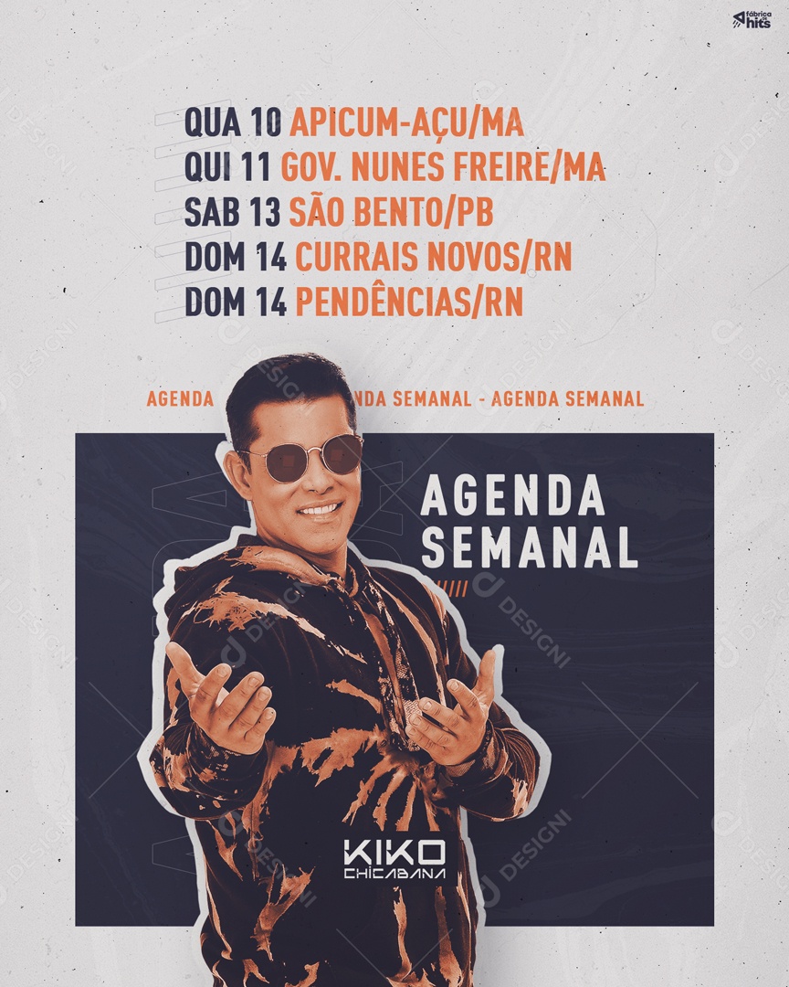 Social Media Flyer Agenda Semanal Kiko Chicabana PSD Editavel