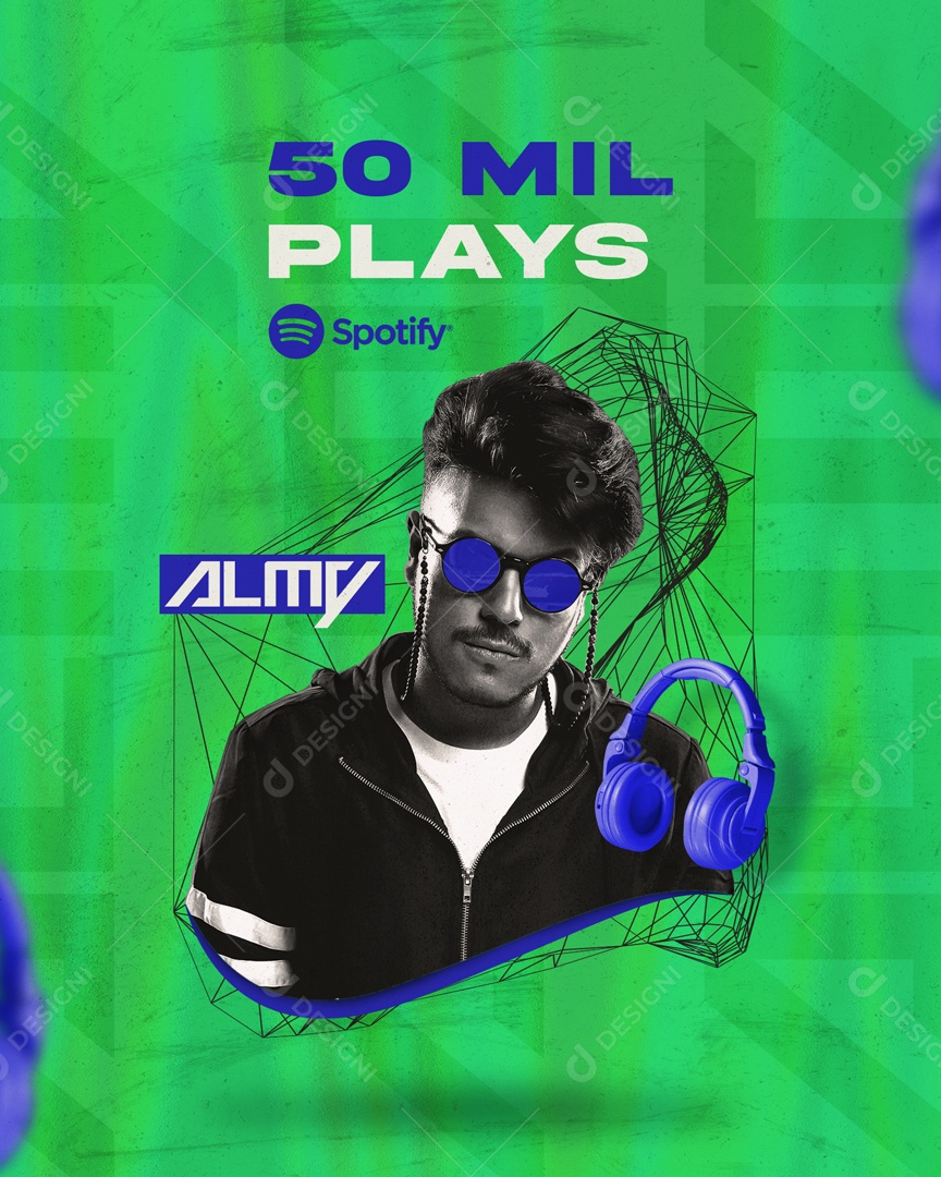 Social Media Flyer 50 Mil Plays No Spotify Almy PSD Editavel