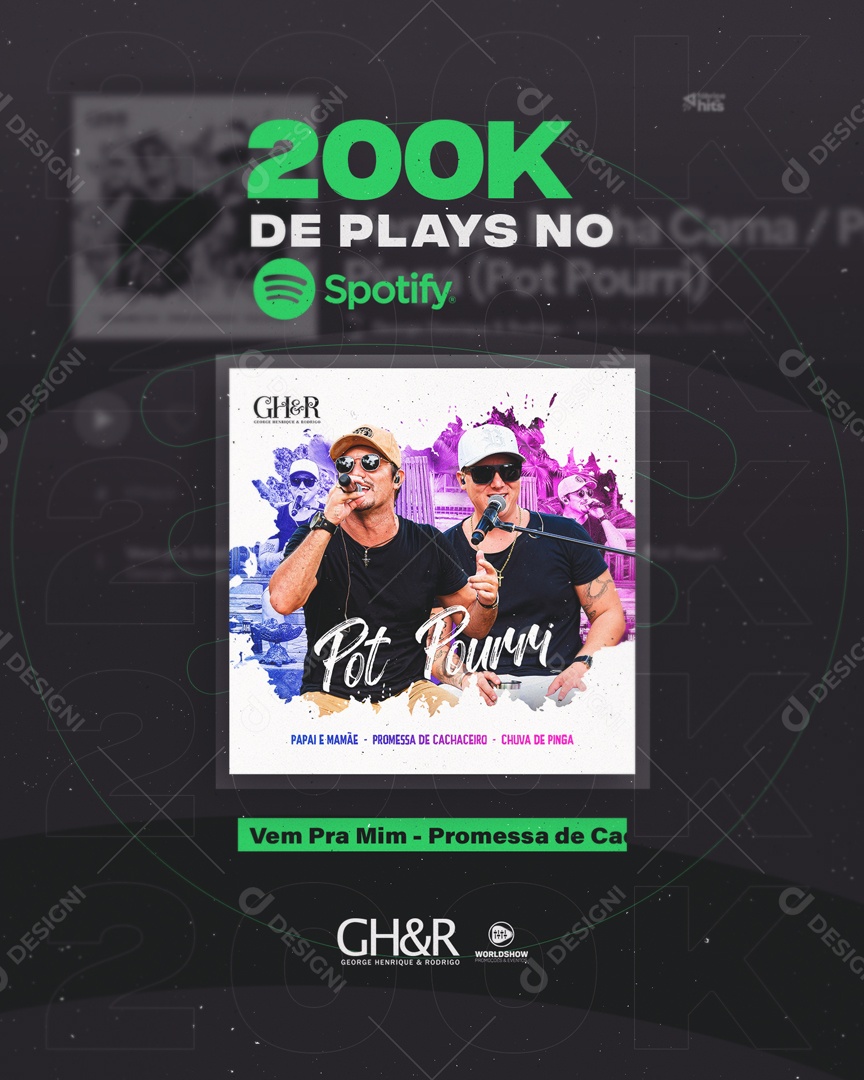 Social Media 200 mil De Plays No Spotify George Henrique E Rodrigo PSD Editavel