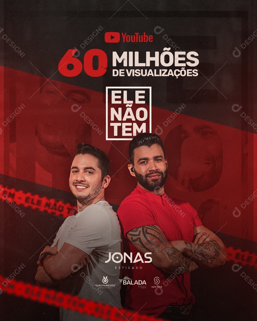 Social Media Flyer 60 Milhões De Visualizações Youtube Jonas Esticado PSD Editavel