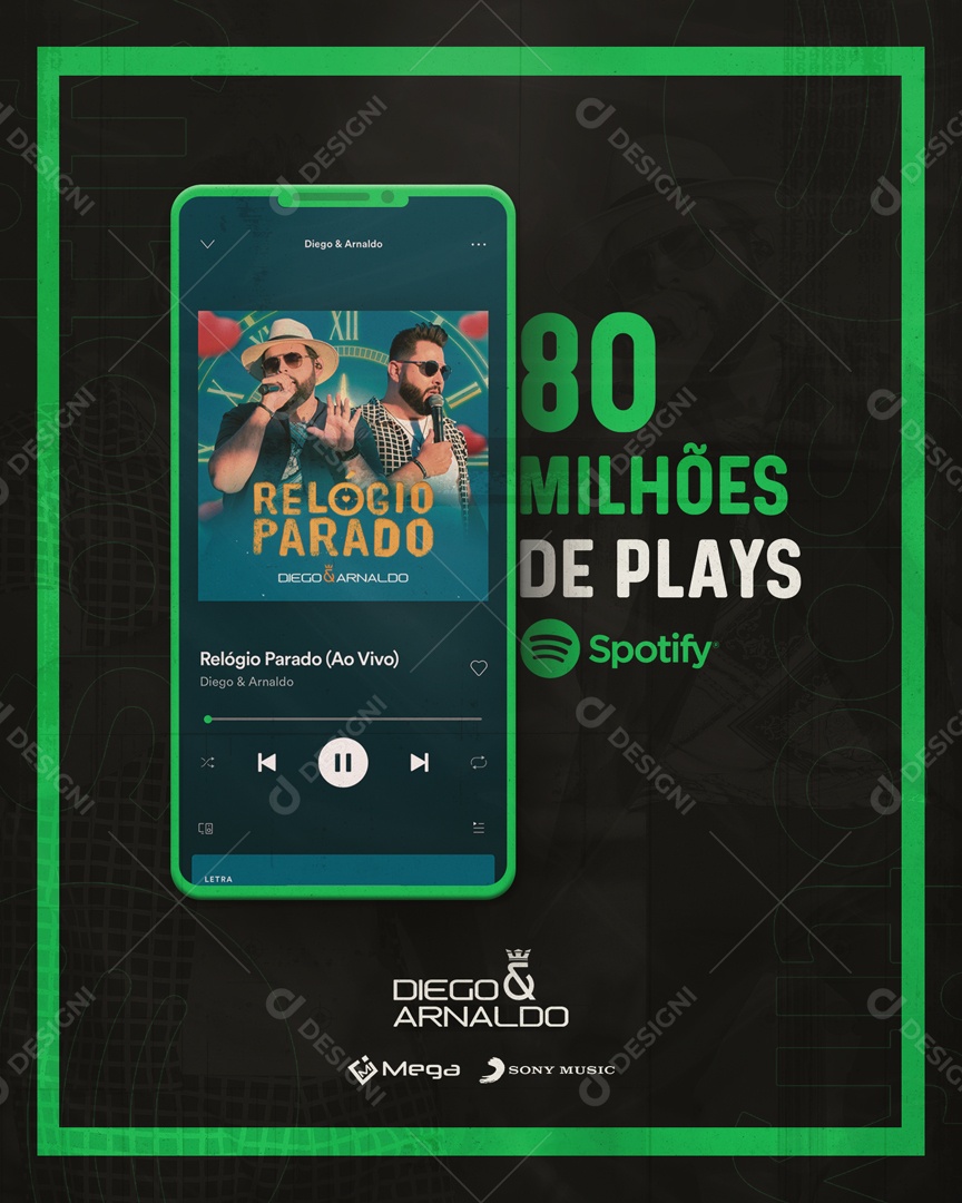 Social Media Flyer 80 Milhões De Plays Spotify Diego E Arnaldo PSD Editavel