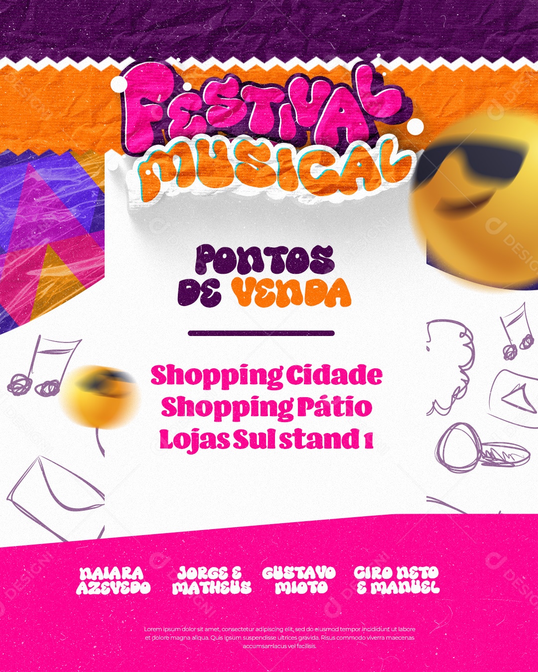 Flyer Festival Musical Pontos de Vendas Social Media PSD Editável