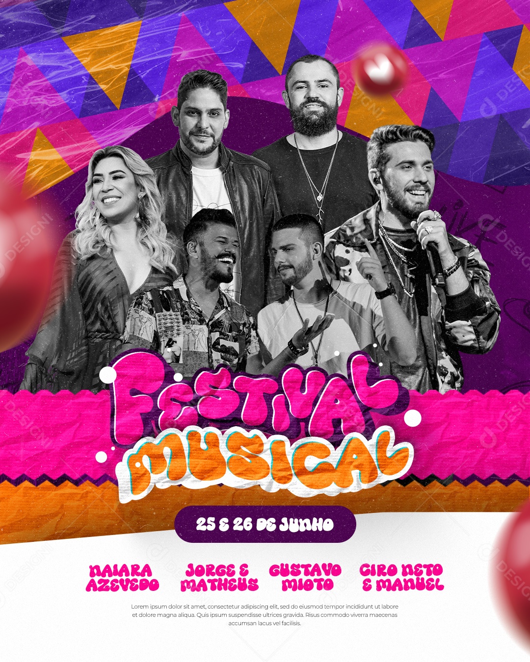 Flyer Festival Musical Cantores Social Media PSD Editável