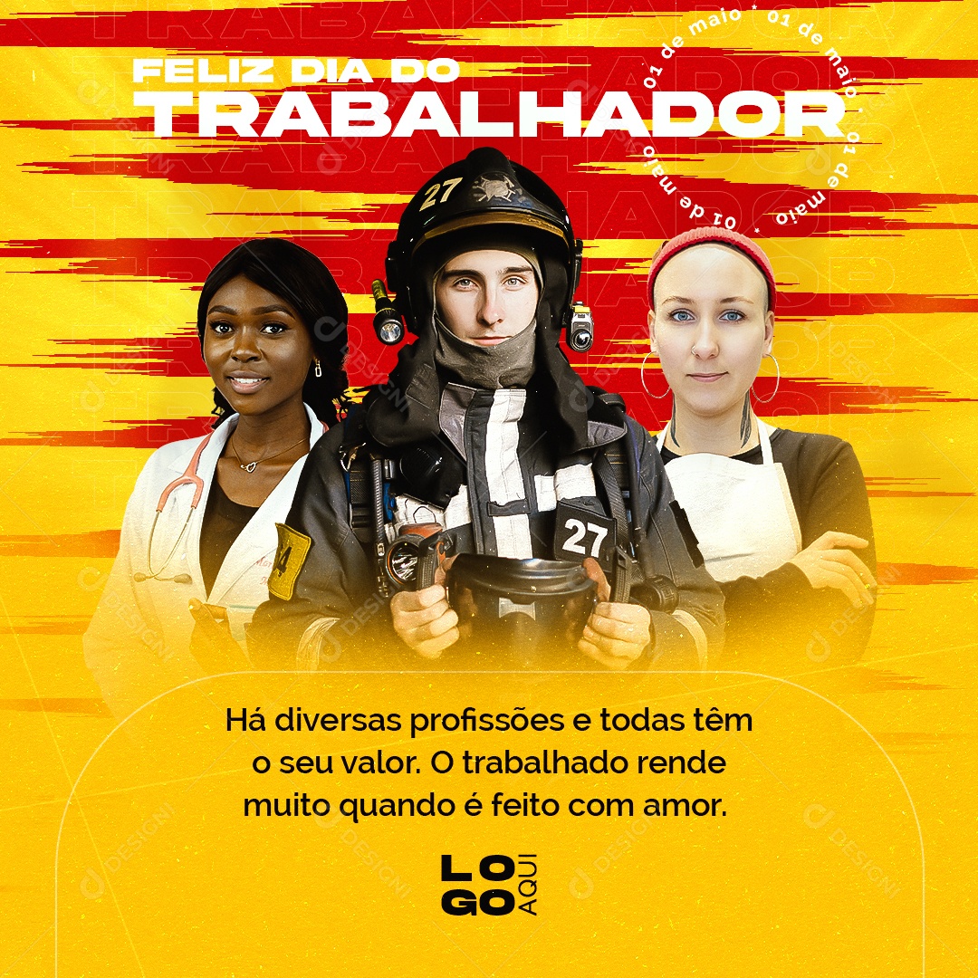Social Media Feed Dia Do Trabalhador Diversas Profissões PSD Editavel