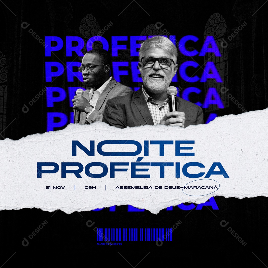 Noite Profética Igreja Assembleia De Deus Gospel Social Media PSD Editável