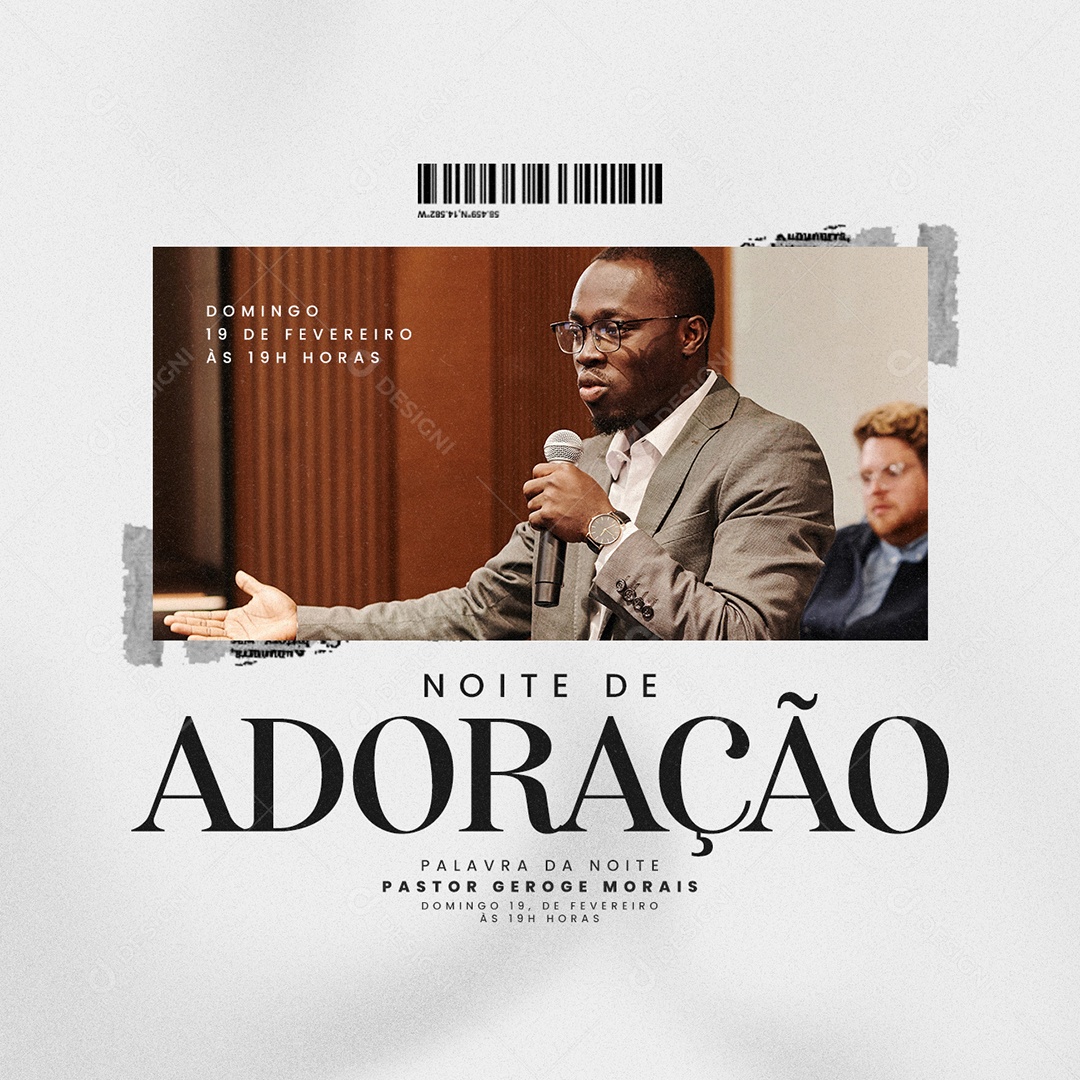 Domingo Noite De Adoração Pastor Geroge Morais Gospel Social Media PSD Editável