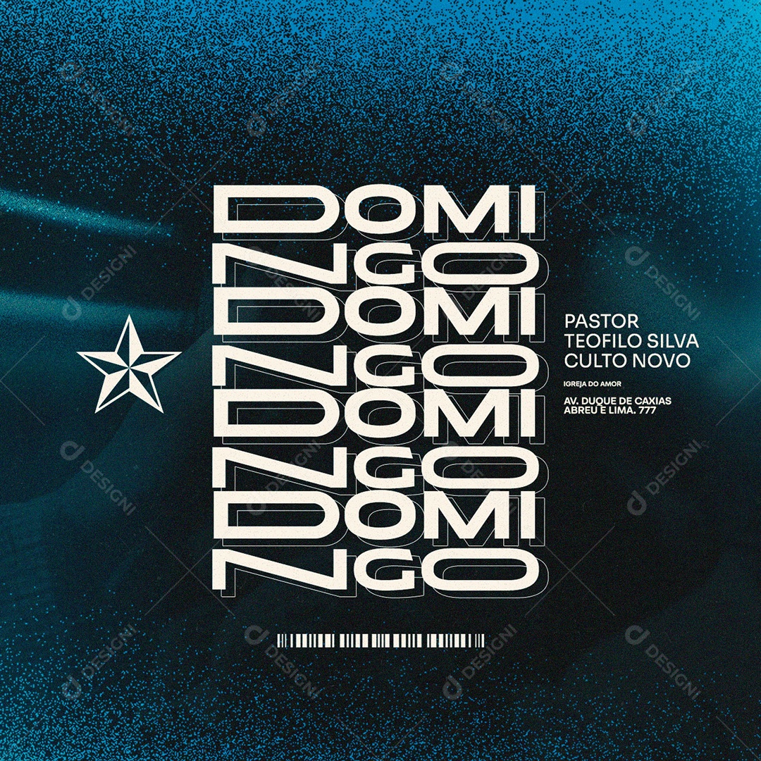 Domingo Pastor Teofilo Silva Culto Novo Gospel Social Media PSD Editável