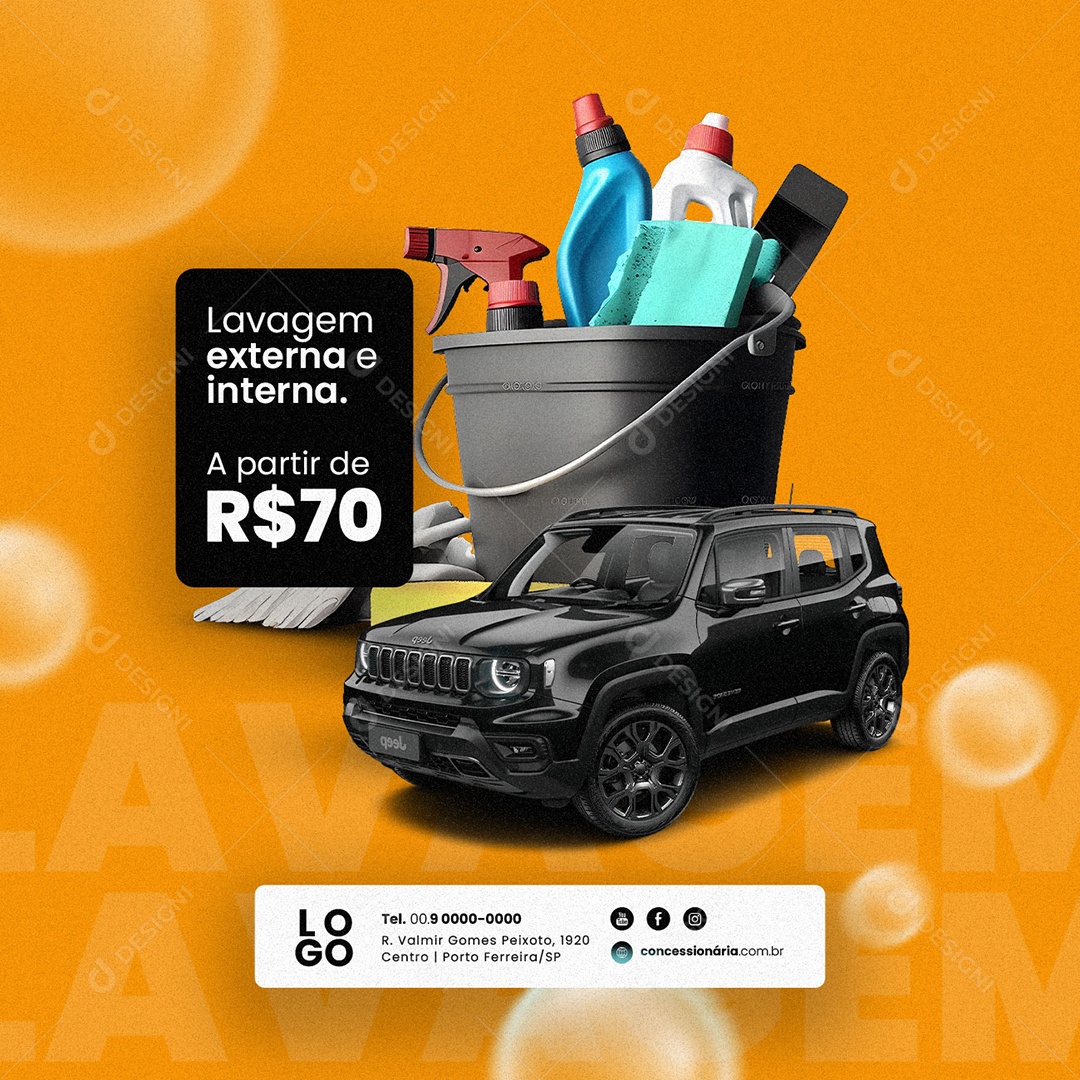 Lavagem Externa E Interna Lava Jato Social Media PSD Editável