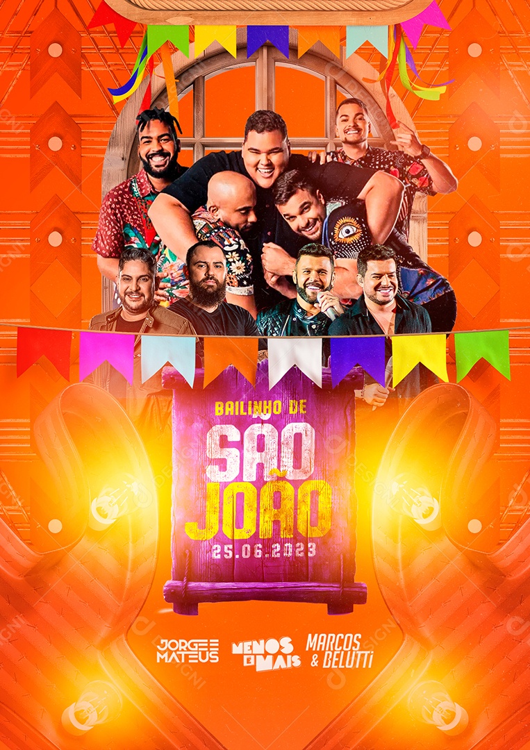 Bailinho De São João Flyer Jorge E Mateus Menos É Mais Marcos & Belutti Social Media PSD Editável