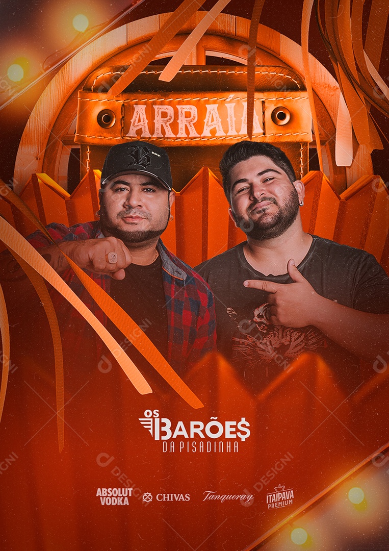 Arraiá Flyer Os Barões Da Pisadinha Social Media PSD Editável
