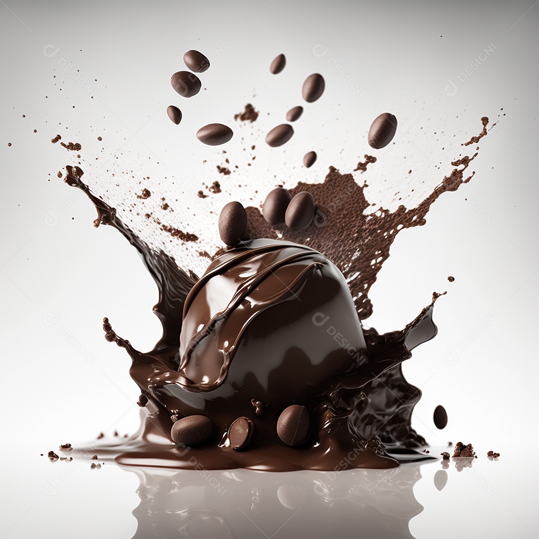 Delicioso chocolate com efeito splash