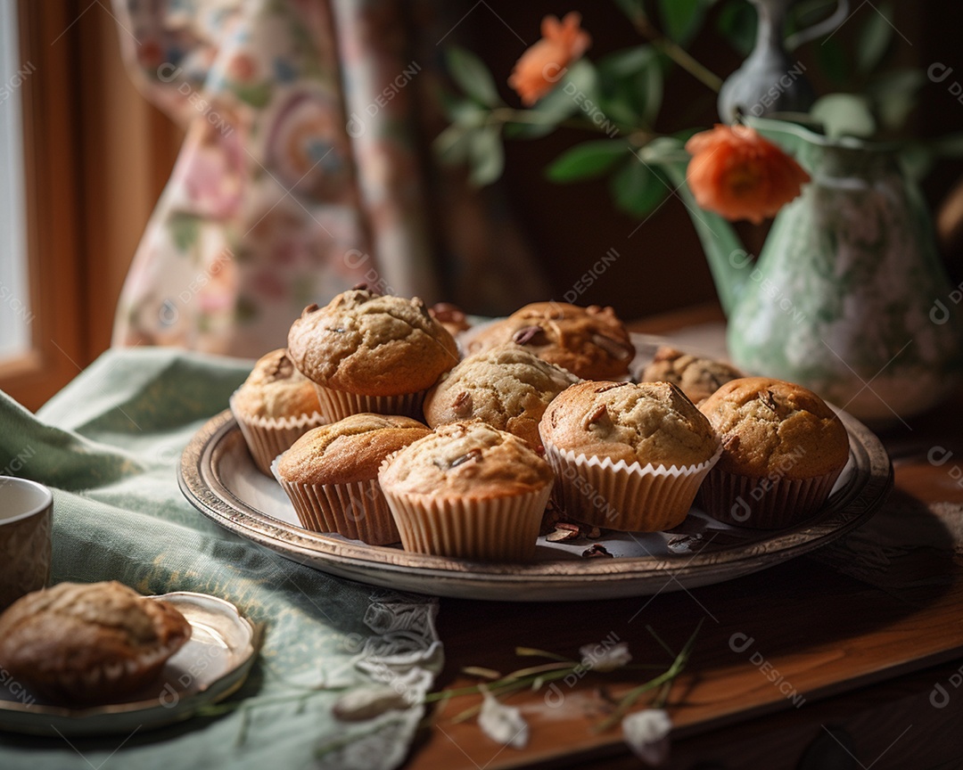 Deliciosos muffins sobre a mesa