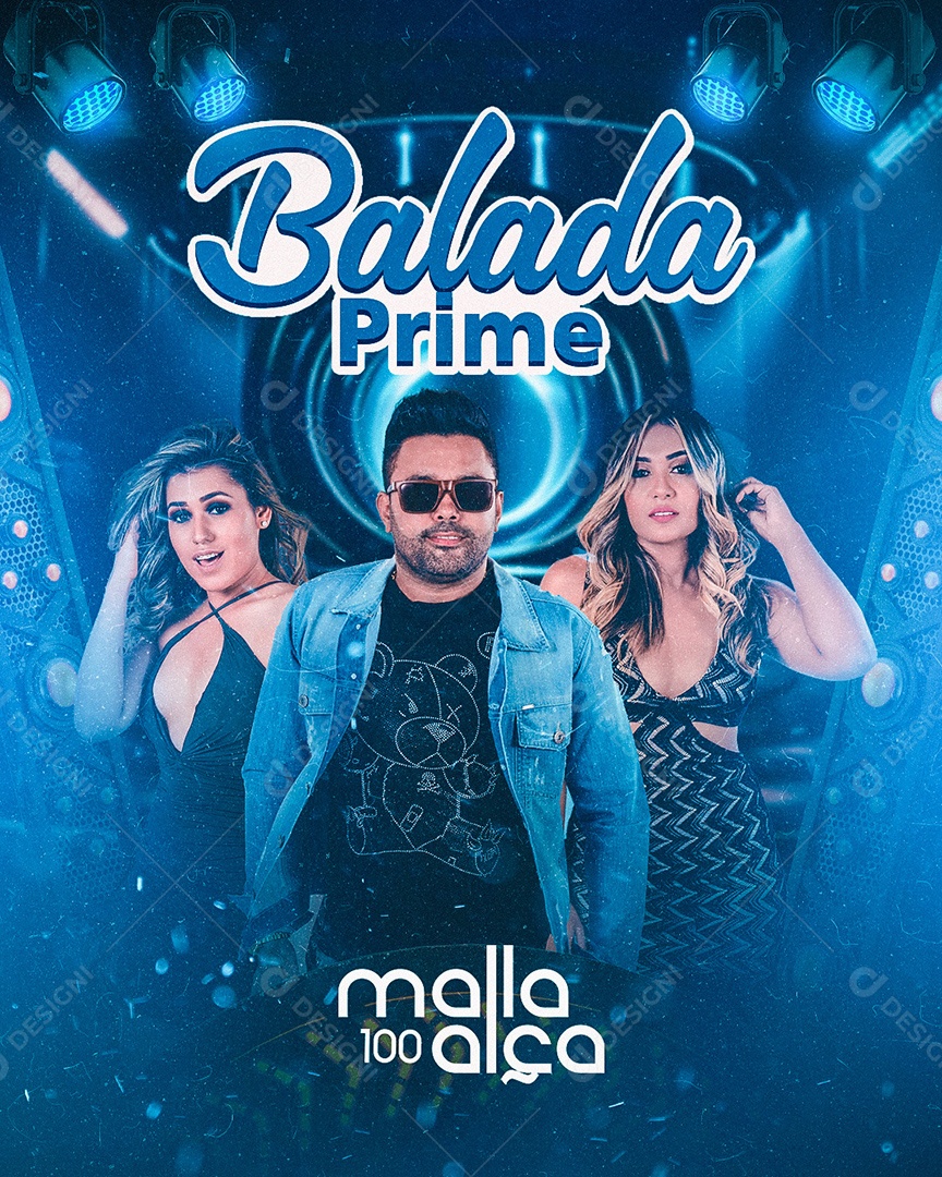 Flyer Balada Prime Malla 100 Alça Social Media PSD Editável