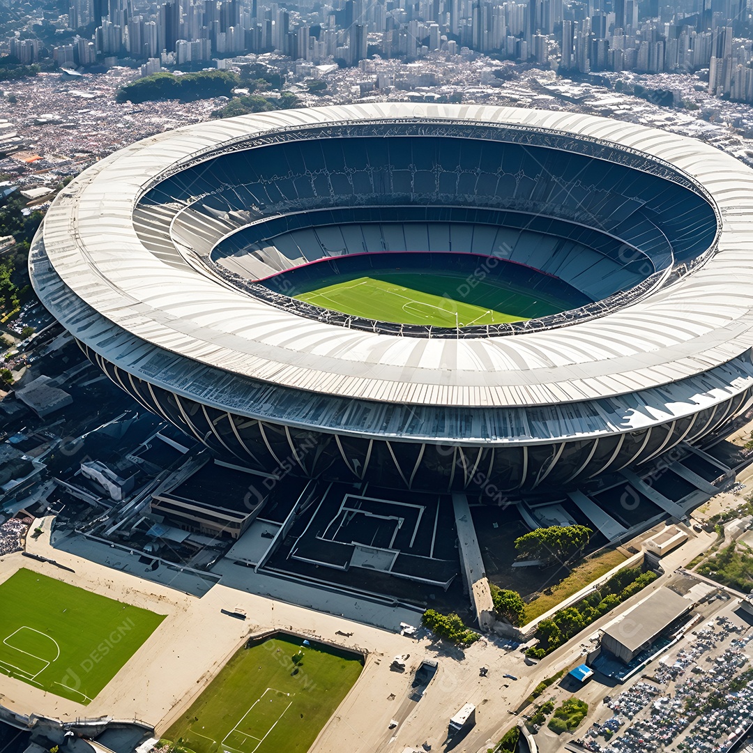 Vista aérea de Estádio de campo de futebol