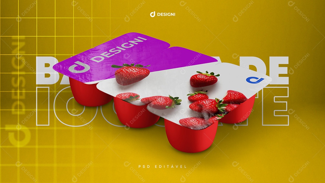 Mockup De Bandeja De Iougurte PSD Editável