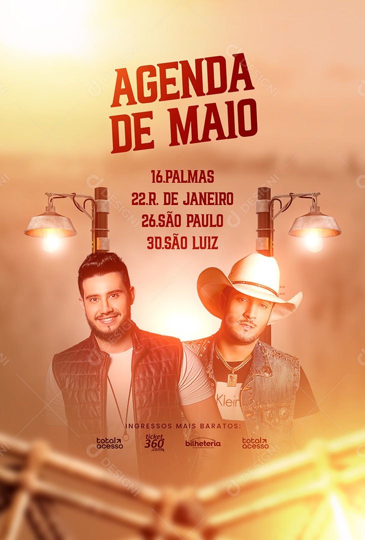 Agenda De Maio Flyer Bruno & Barreto Social Media PSD Editável