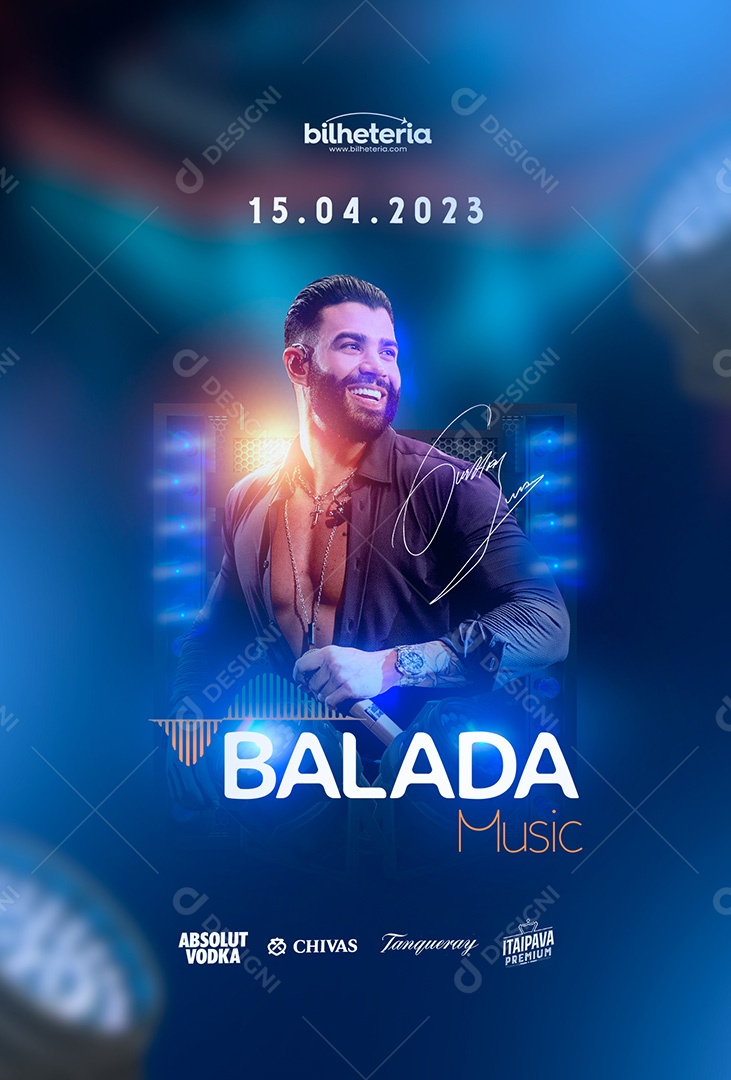 Balada Music Flyer Gusttavo Lima Social Media PSD Editável