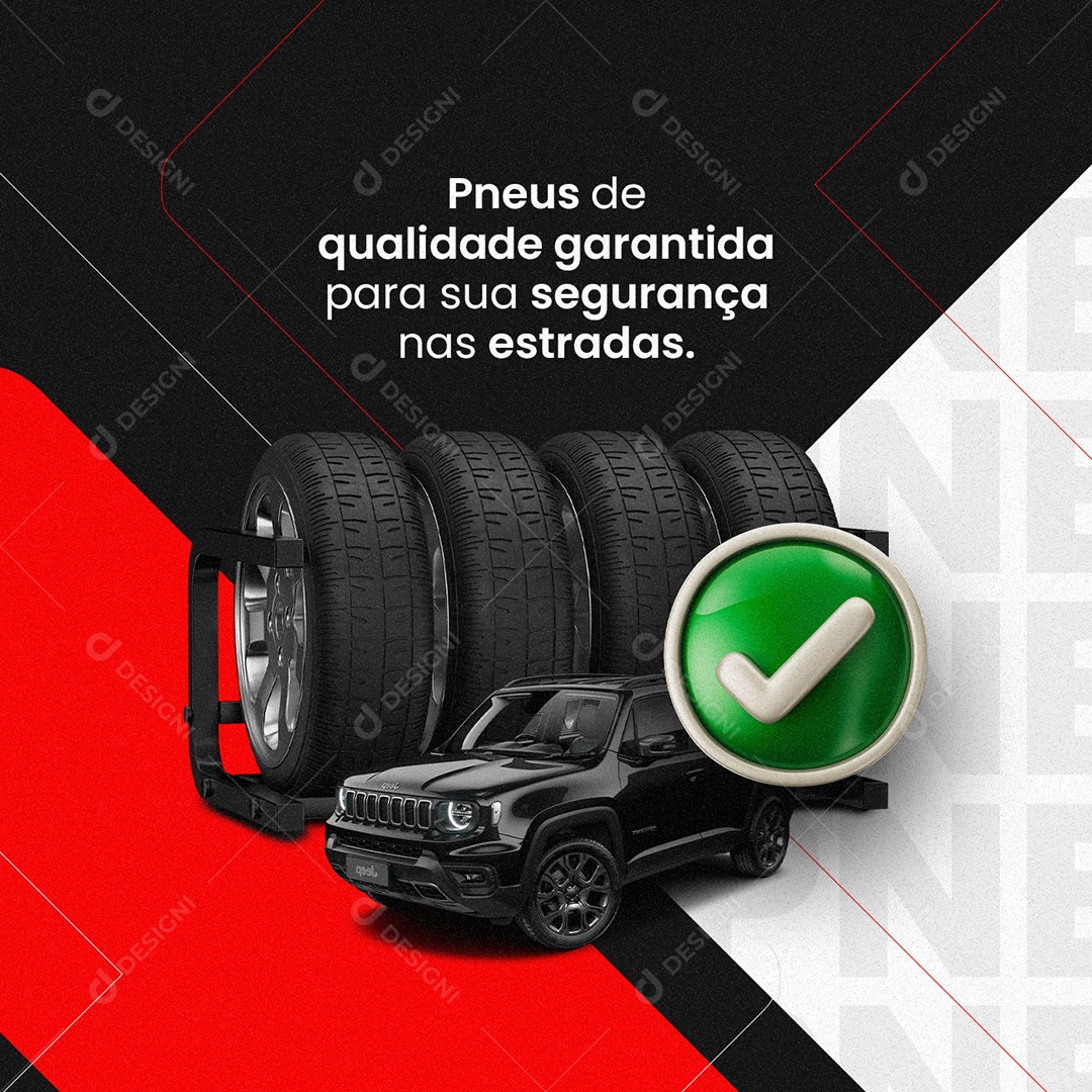 Pneus De Qualidade Garantida Loja de Pneus Social Media PSD Editável