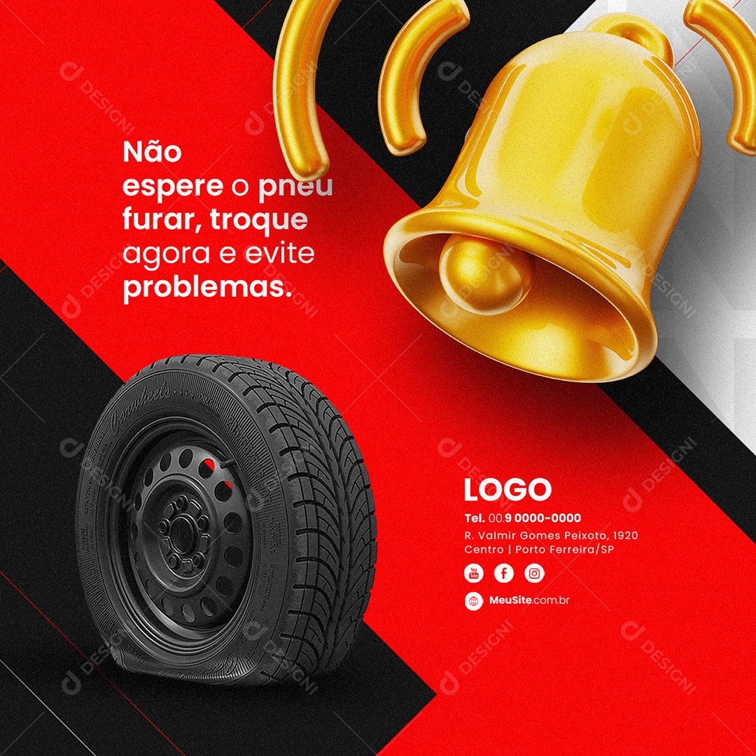 Não Espere O Pneu Furar Loja de Pneus Social Media PSD Editável