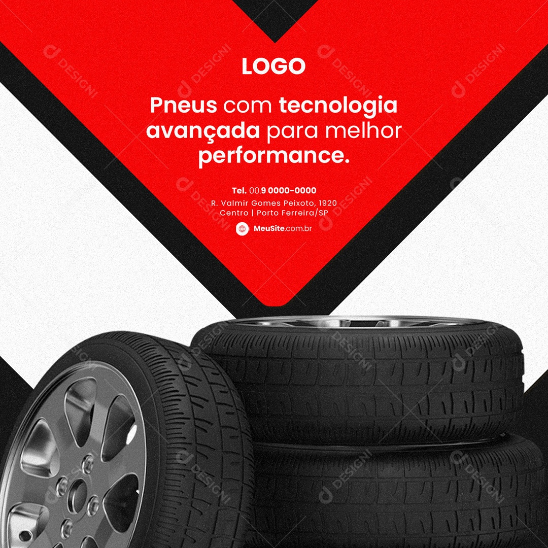 Pneus Com Tecnologia Avançada Para Melhor Perfomance Loja de Pneus Social Media PSD Editável
