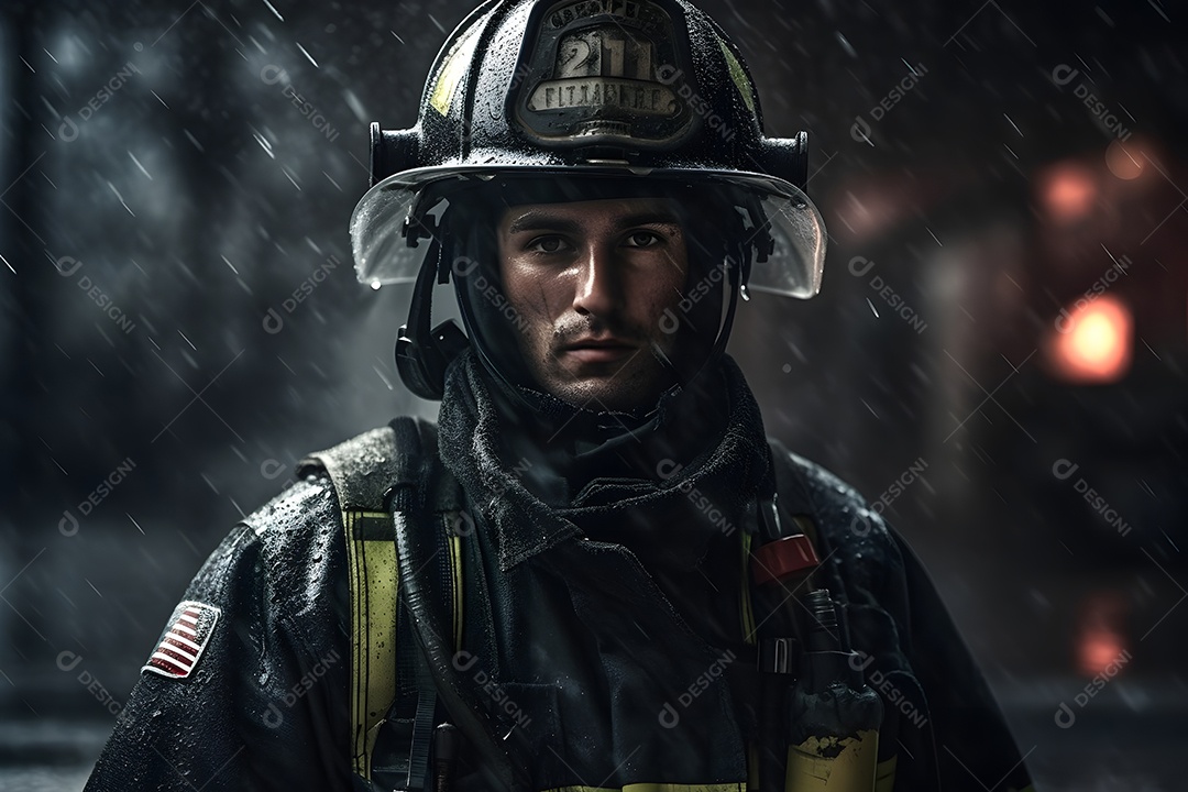 Bombeiro Em Incêncio Imagem Inteligência Artificial