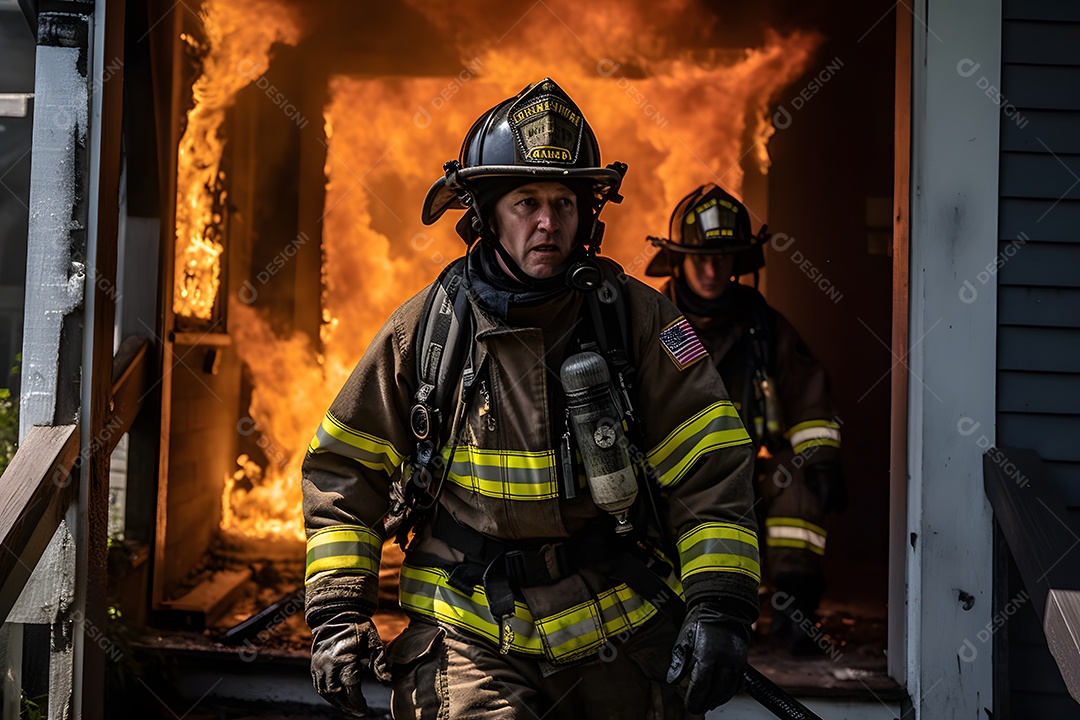 Bombeiros Saindo Do Incêncio Imagem Inteligência Artificial