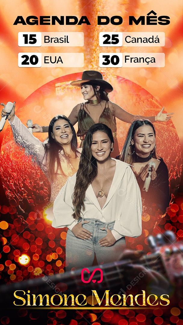 Social Media Flyer Story Agenda Do Mês Simone Mendes PSD Editavel