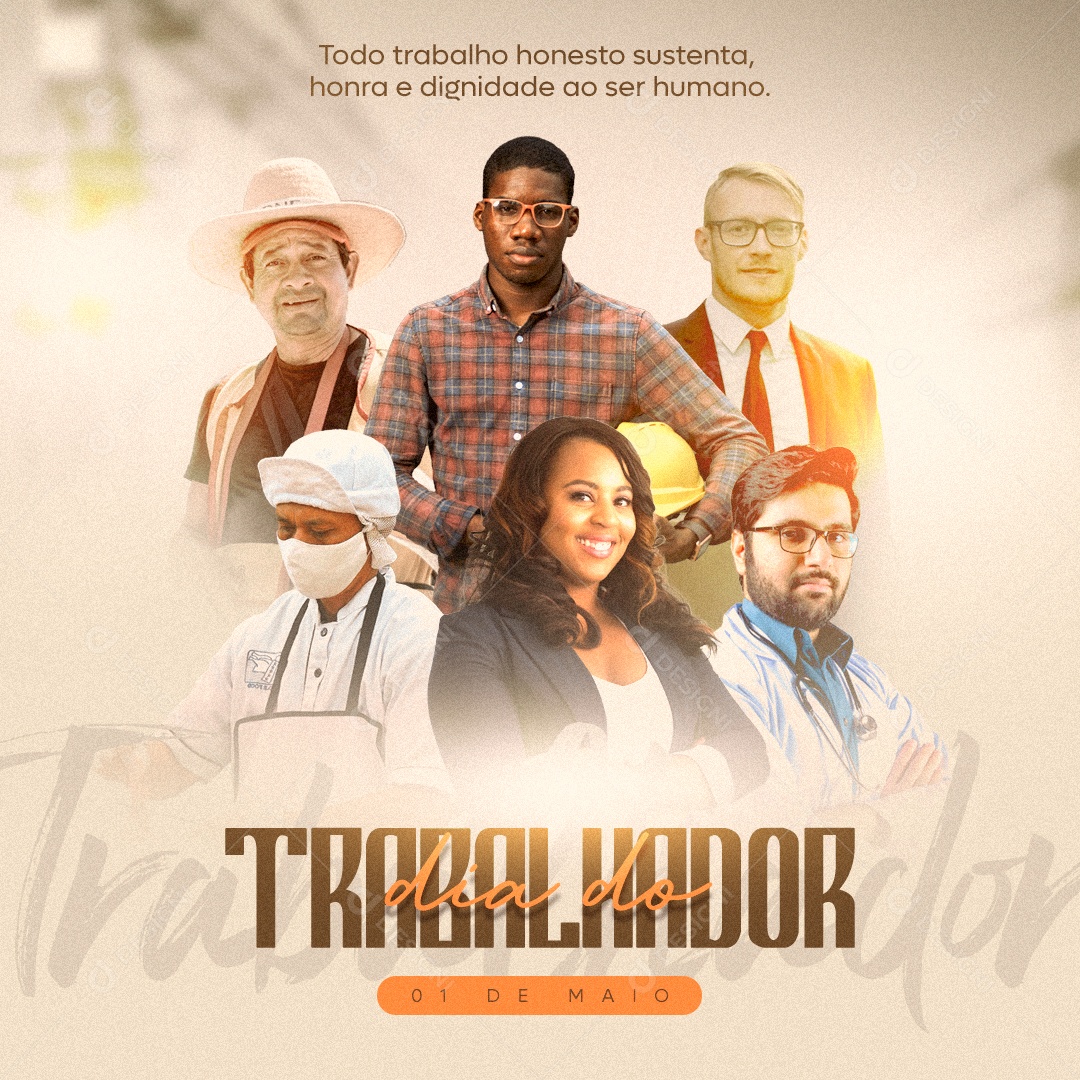 Social Media Dia Do Trabalhador Trabalho Honesto PSD Editavel