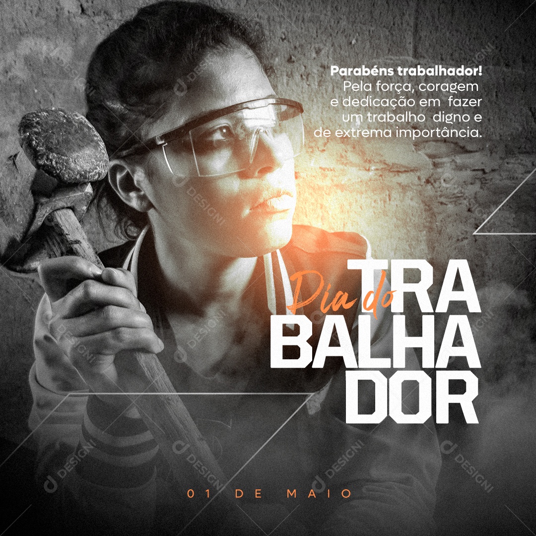 Social Media Dia Do Trabalhador Trabalho Digno PSD Editavel