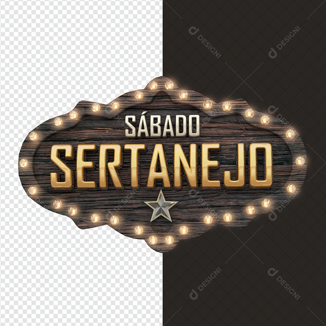 Selo 3D Sábado Sertaneja Para Composição PSD