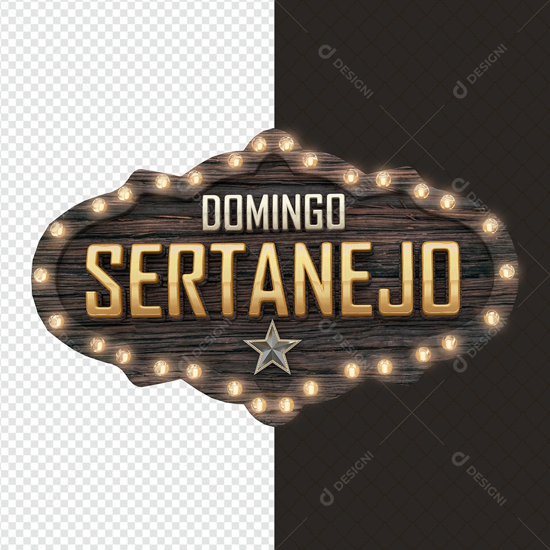 Selo 3D Domingo Sertanejo Para Composição PSD