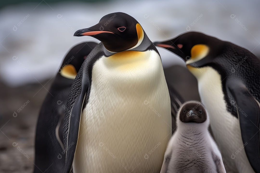 Pinguins olhando para a câmera