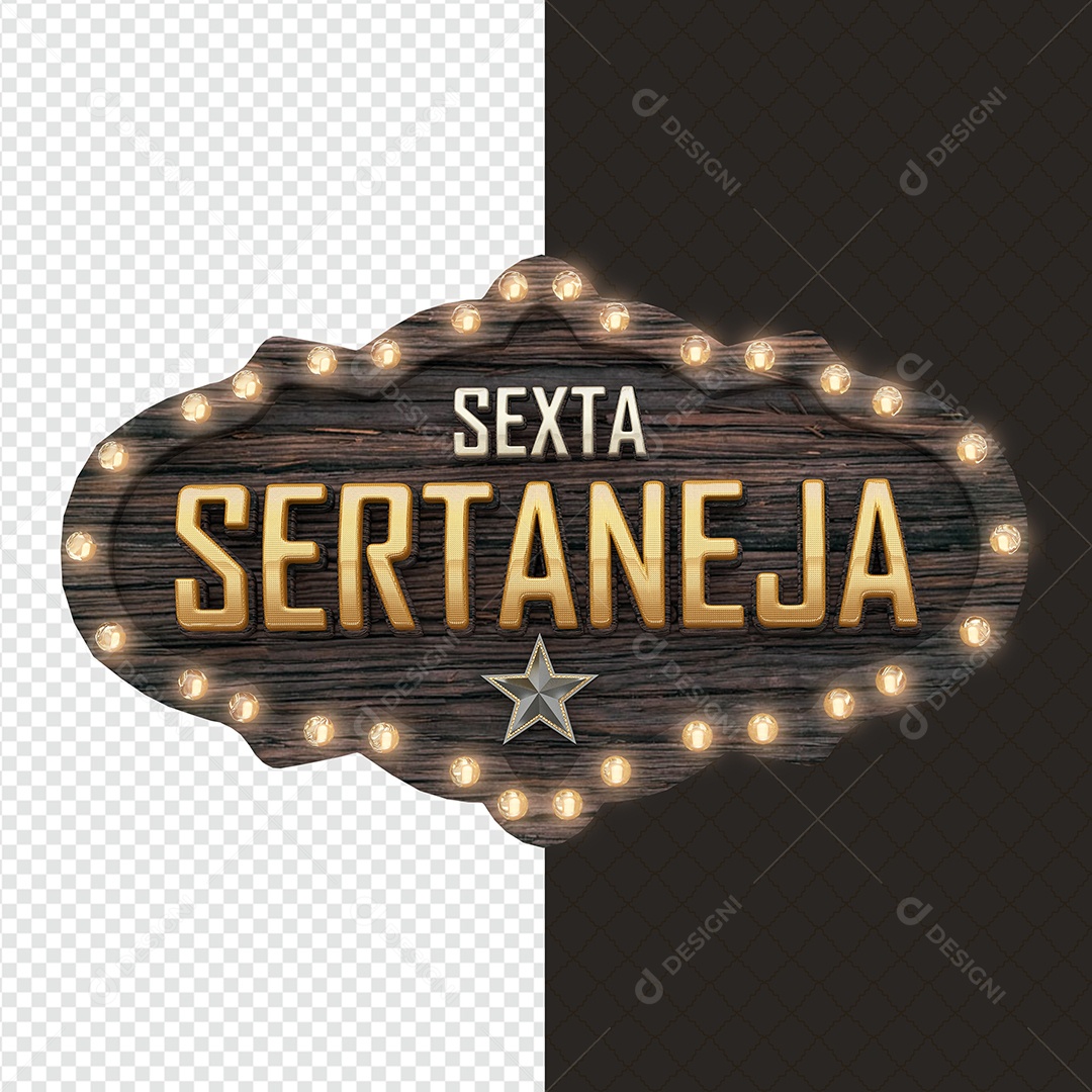 Selo 3D Sexta Sertaneja Para Composição PSD