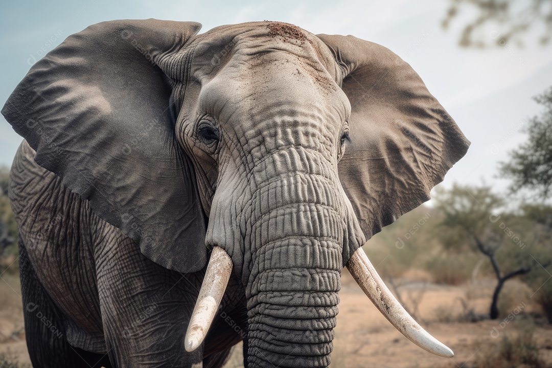 Lindo elefante na natureza olhando para a câmera