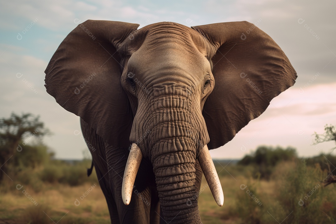 Lindo elefante na natureza olhando para a câmera