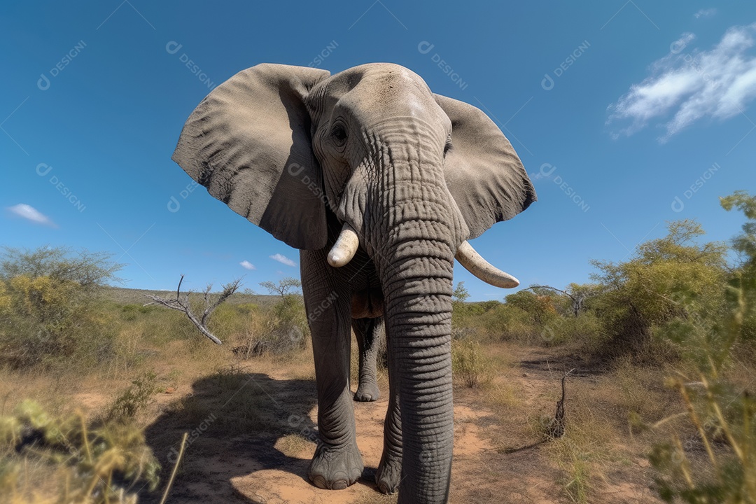 Lindo elefante na natureza olhando para a câmera