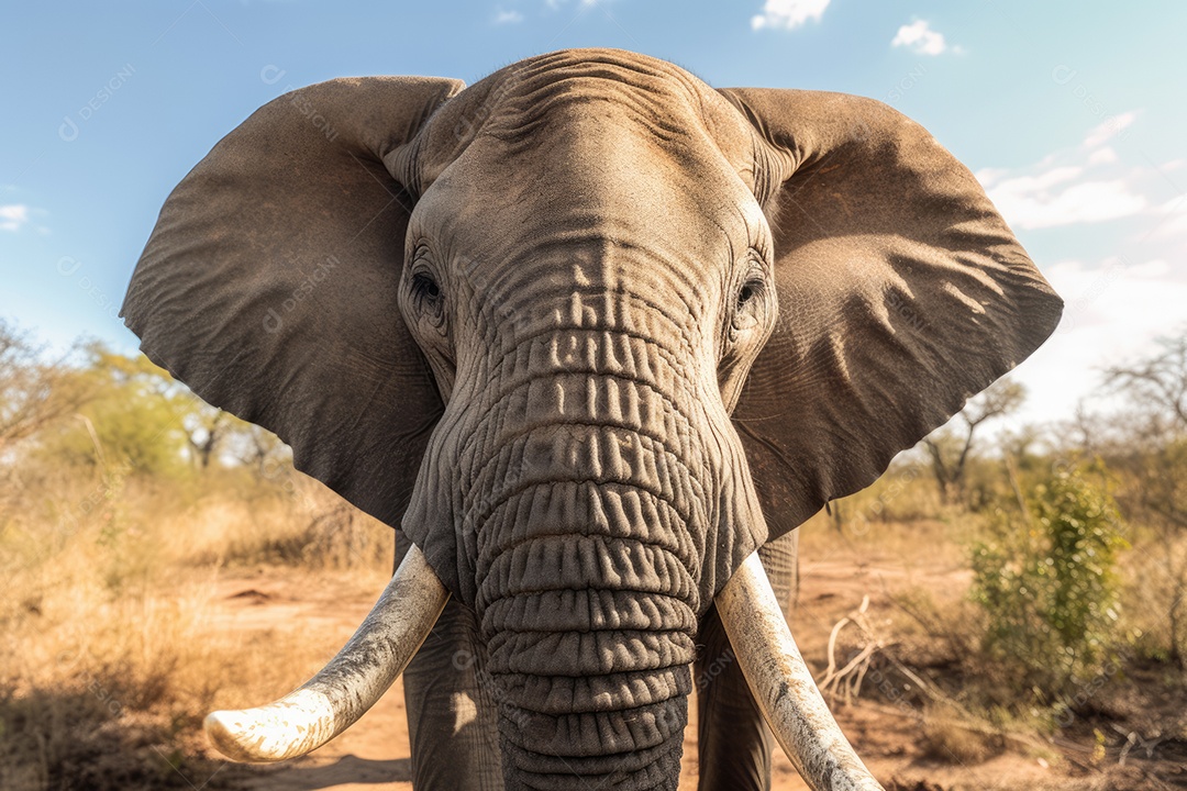 Lindo elefante na natureza olhando para a câmera