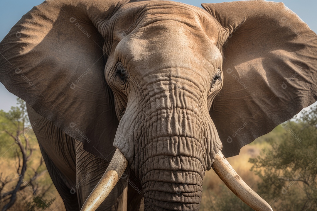 Lindo elefante na natureza olhando para a câmera