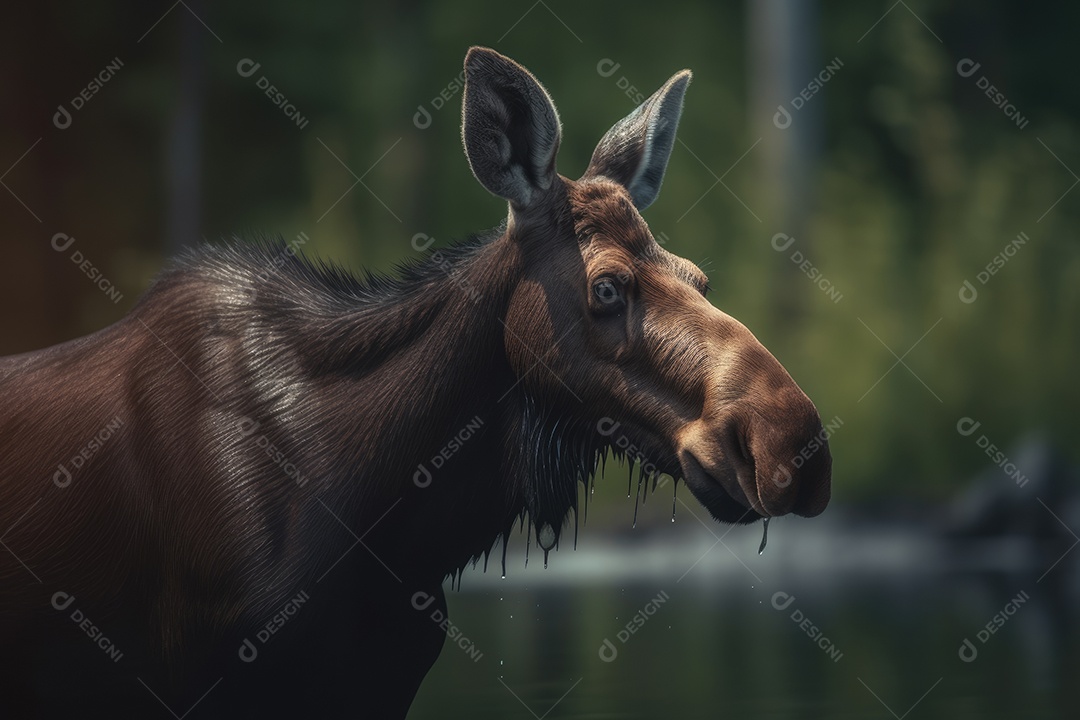Alce bonito e muito forte na natureza