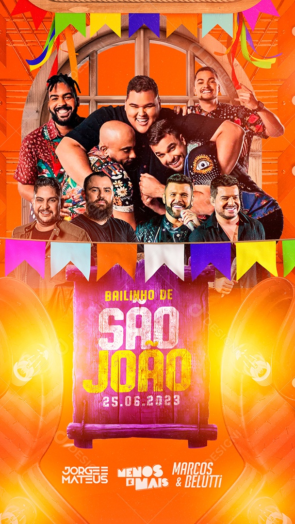 Story Bailinho De São João Flyer Jorge E Mateus Menos É Mais Marcos & Belutti Social Media PSD Editável