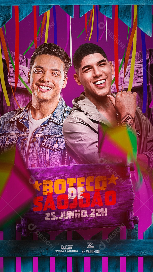 Story Boteco De São João Flyer Wesley Safadão Zé Vaqueiro Social Media PSD Editável