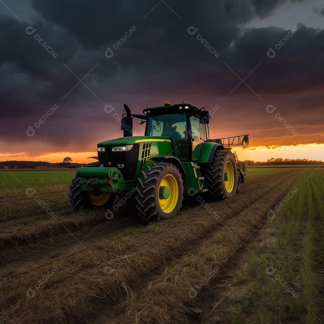Trator moderno na fazenda