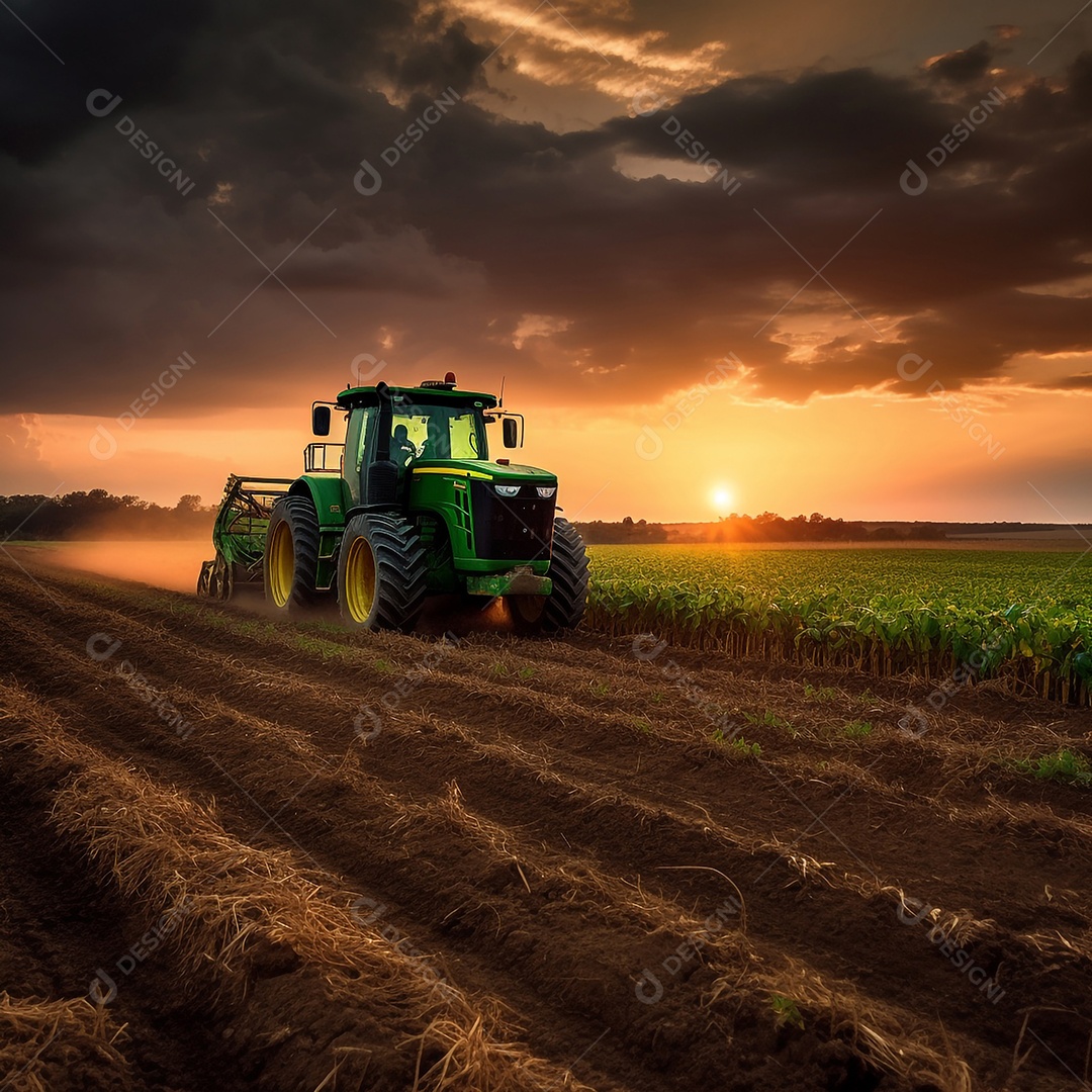 Trator moderno na fazenda