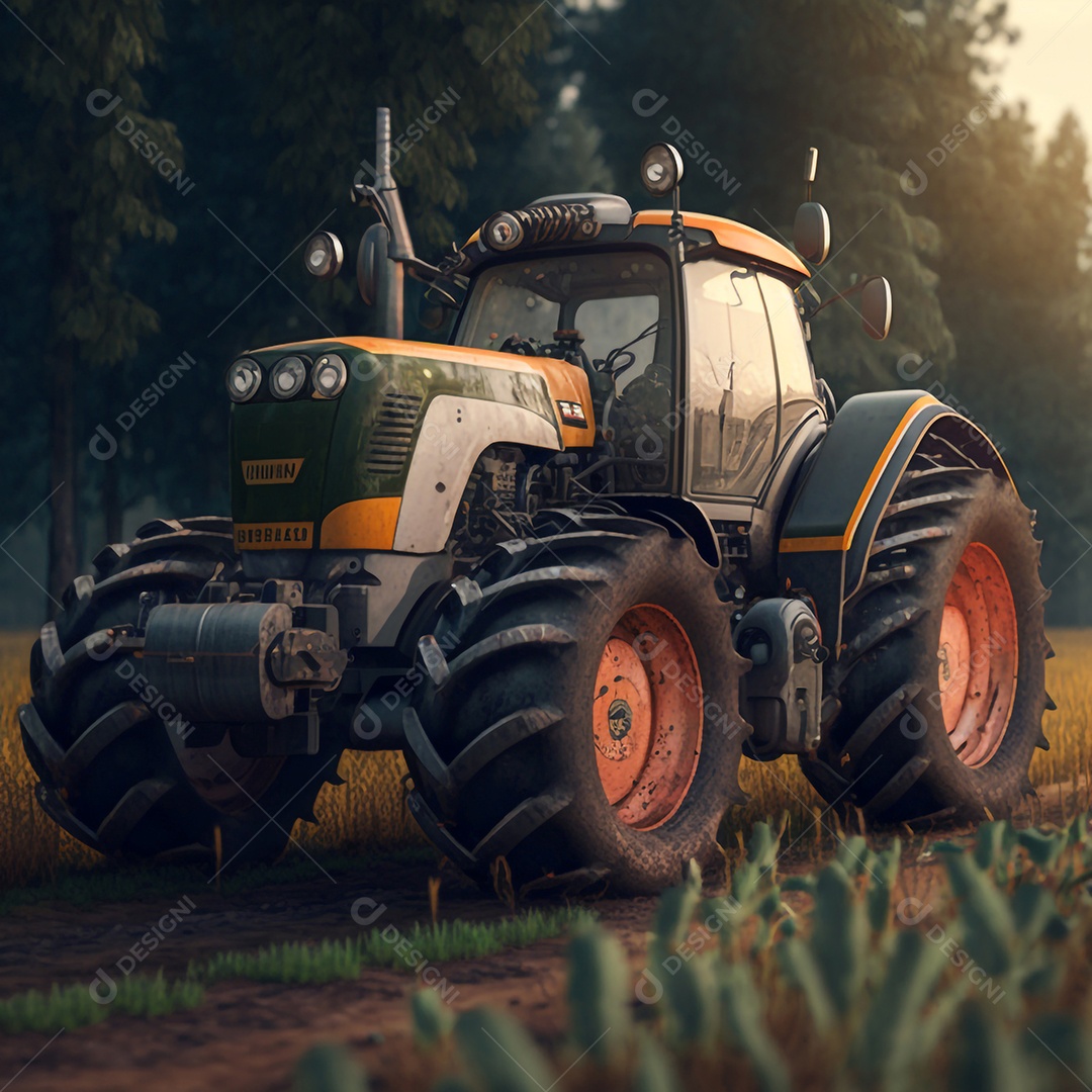 Trator moderno na fazenda