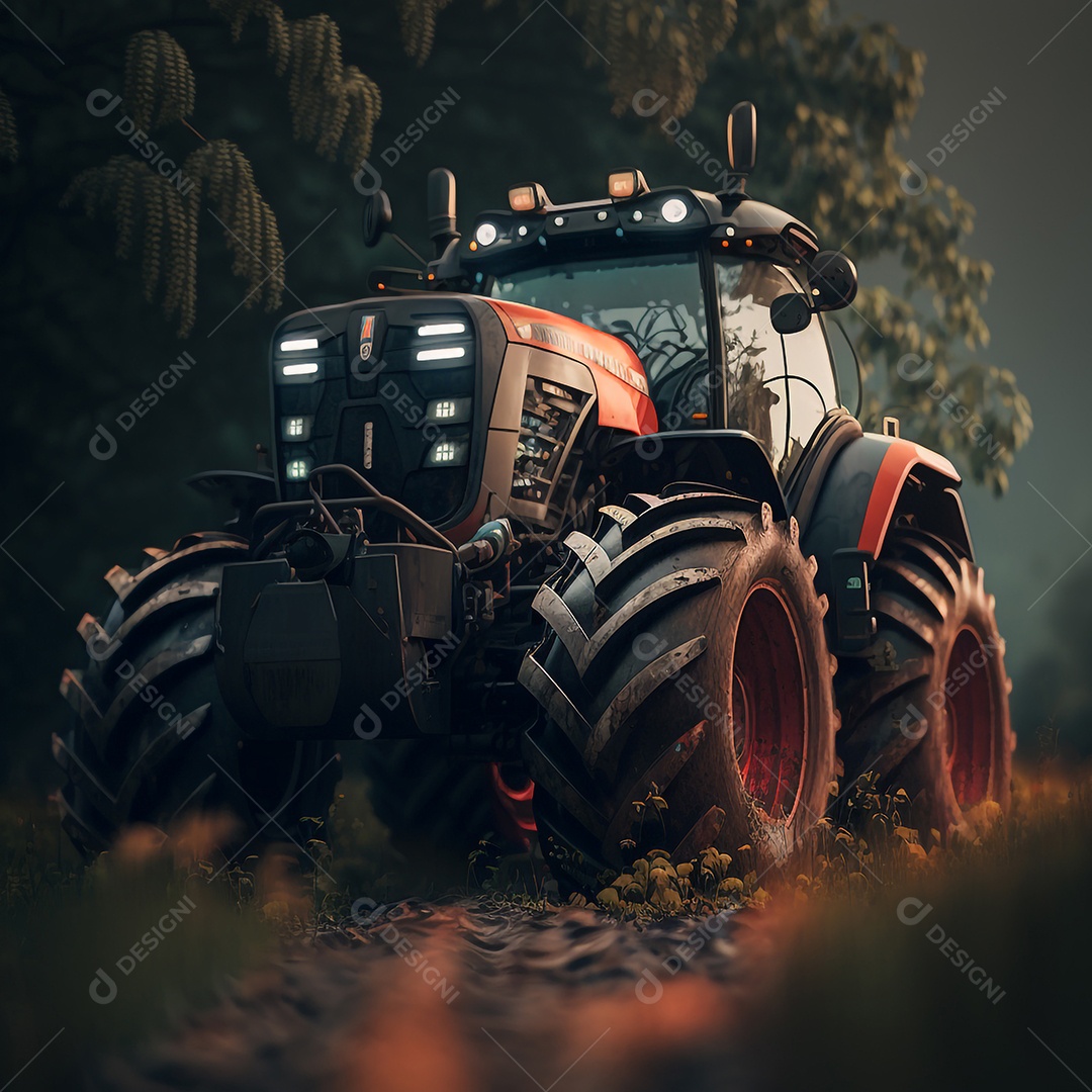 Trator moderno na fazenda