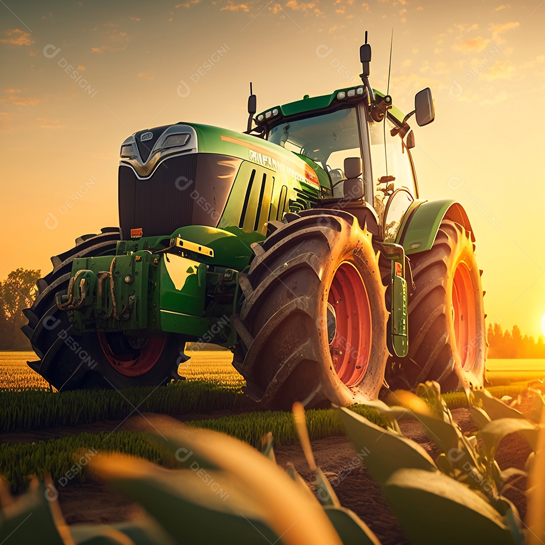 Trator moderno na fazenda