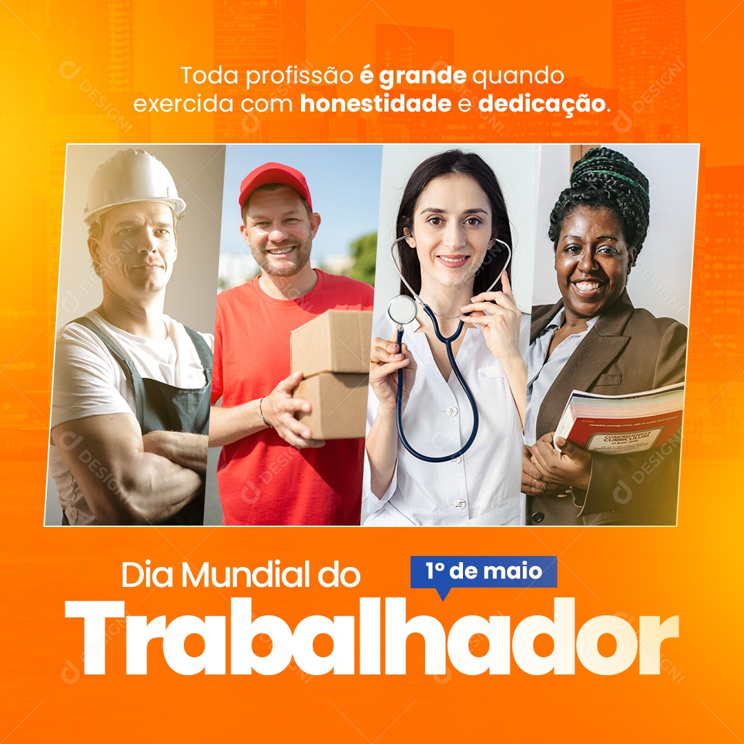 Dia Mundial do Trabalhador 1 de Maio Social Media PSD Editável