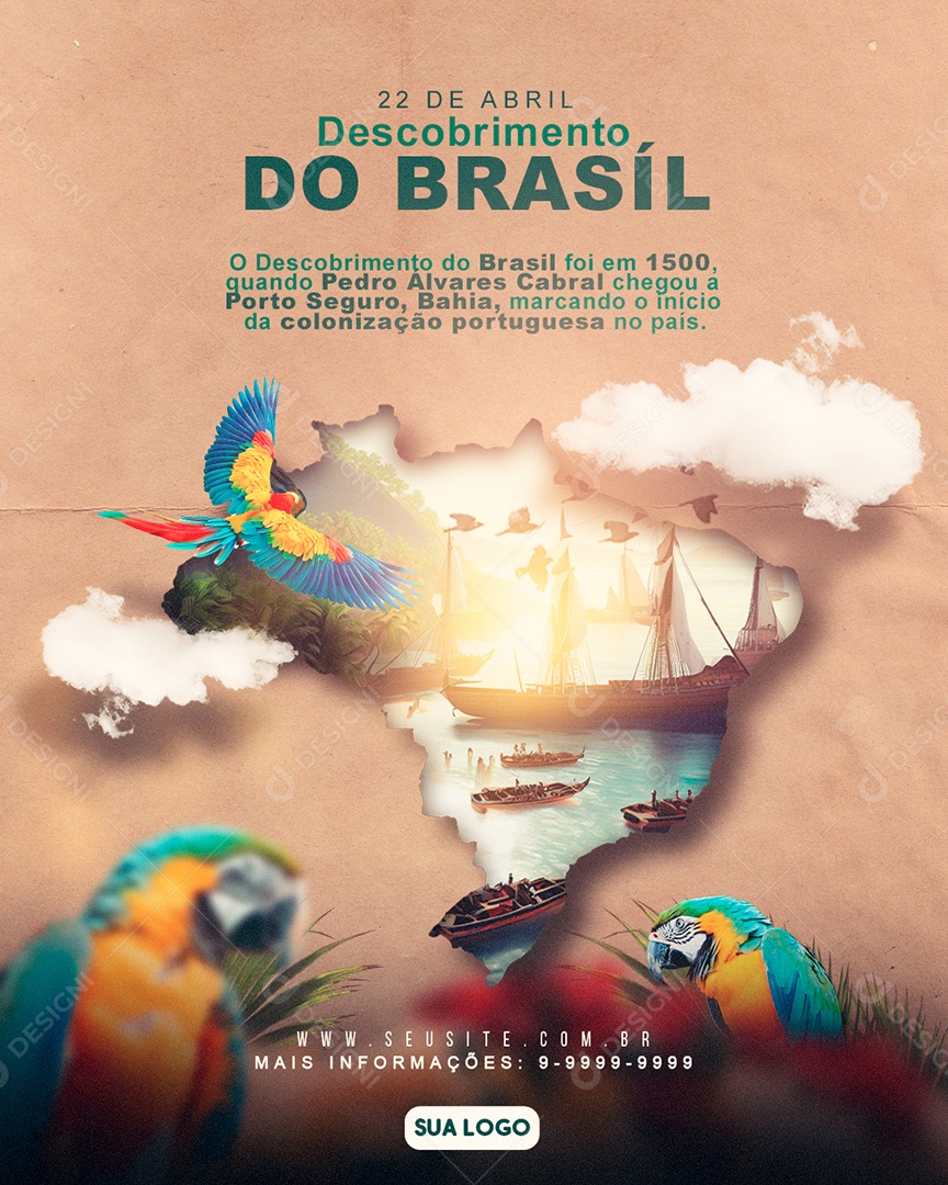 Social Media Feed 22 De Abril Descobrimento Do Brasil PSD Editável